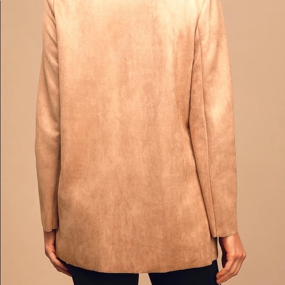 Suede Blazer Schoolboy Utility Oversized Coat Nude - Picture 8 of 10